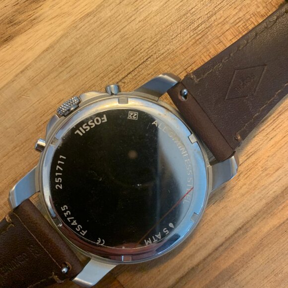Fossil Silver Grant Chronograph Brown Leather Men's Watch - Picture 6 of 6